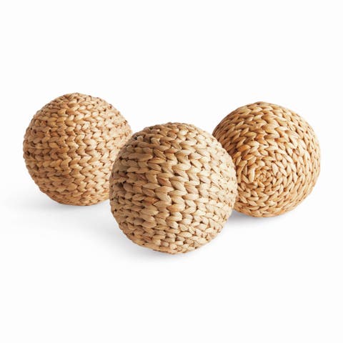 Jace Water Hyacinth Orbs, Natural Decorative Accents, 3pc