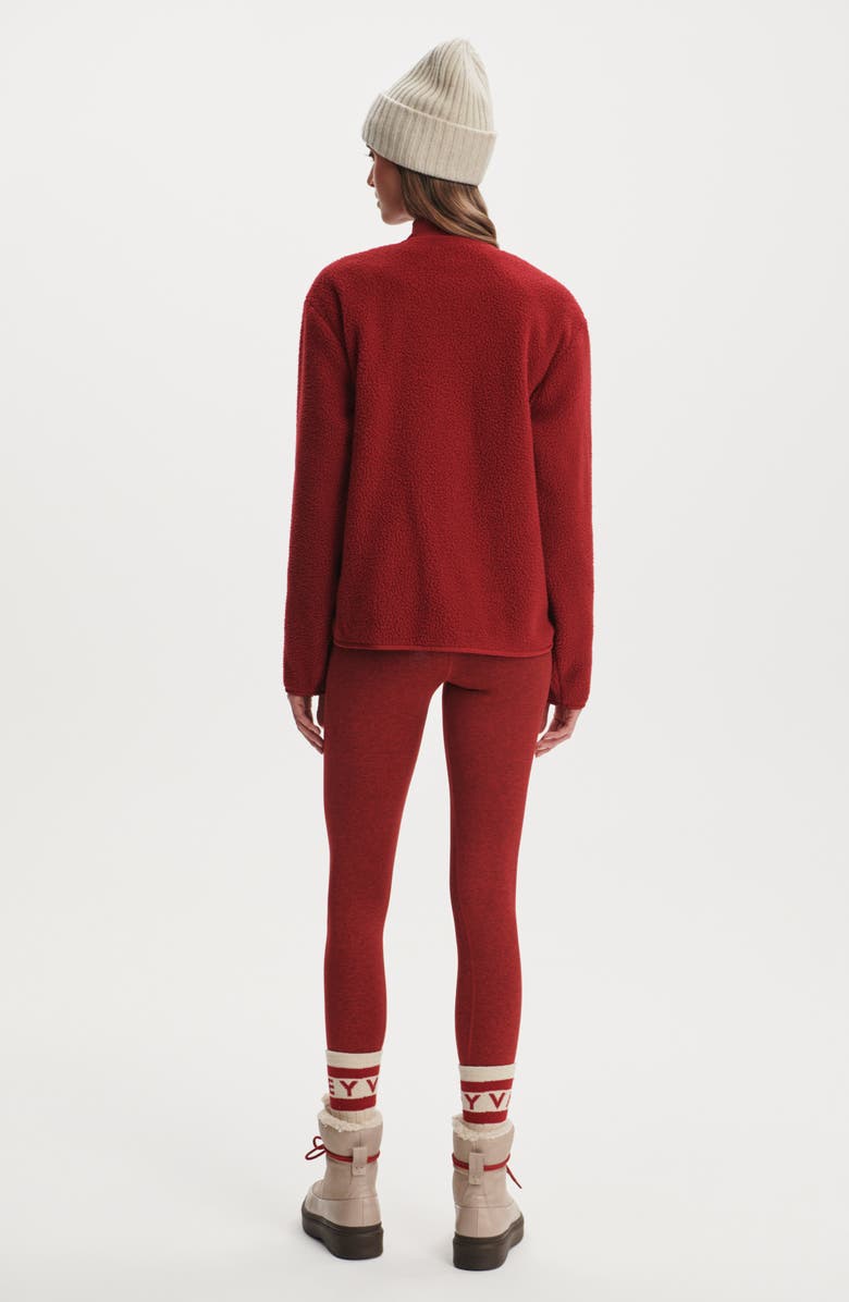 Varley Marina Collarless High Pile Fleece Jacket, Alternate, color, Red Dahlia