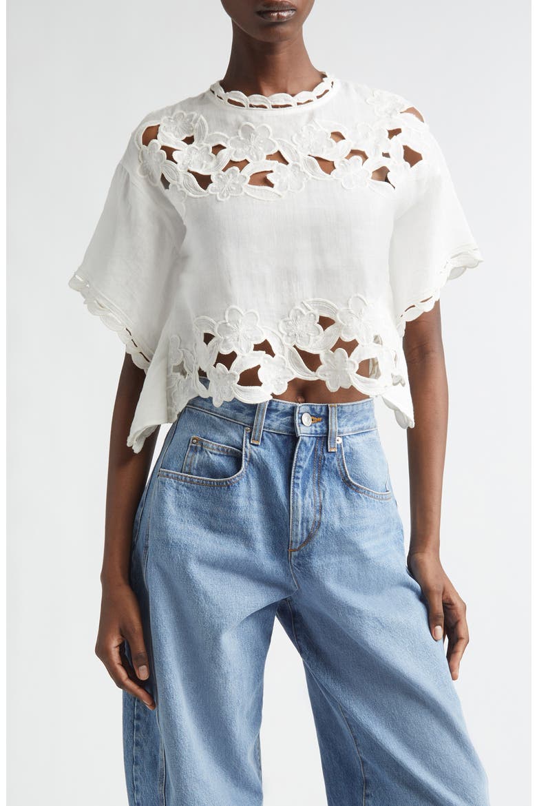 Relda Crop Eyelet Top, Main, color, WHITE