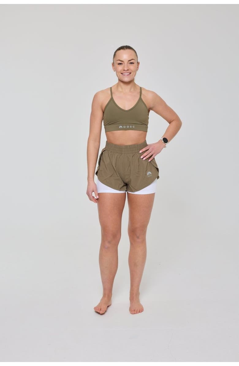 OOSC Elite 2 in 1 Running Shorts - Khaki, Alternate, color, Khaki