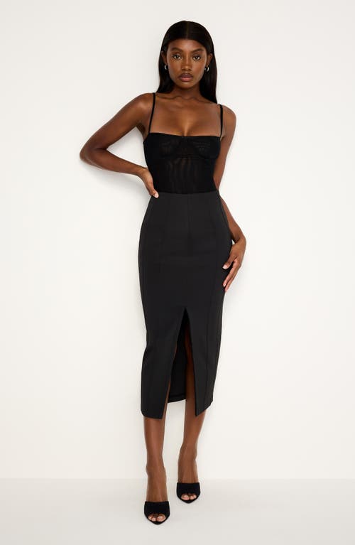 Good American Reversible Neoprene Pencil Midi Skirt In Black001