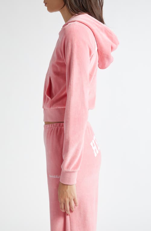 Sporty And Rich Sporty & Rich Health Crop Cotton Velour Zip-up Hoodie In Cotton Candy