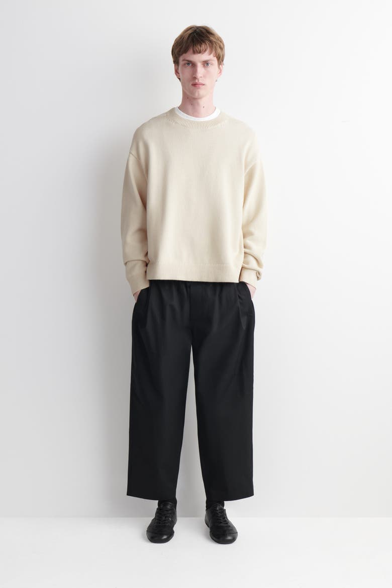 Cropped Elasticated Wide-leg Pants, Alternate, color, BLACK