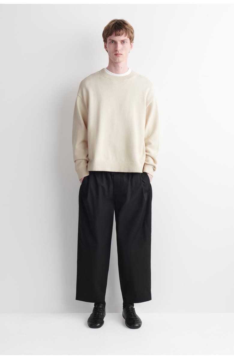 COS Cropped Elasticated Relaxed-fit Wide-leg Trousers, Alternate, color, Black