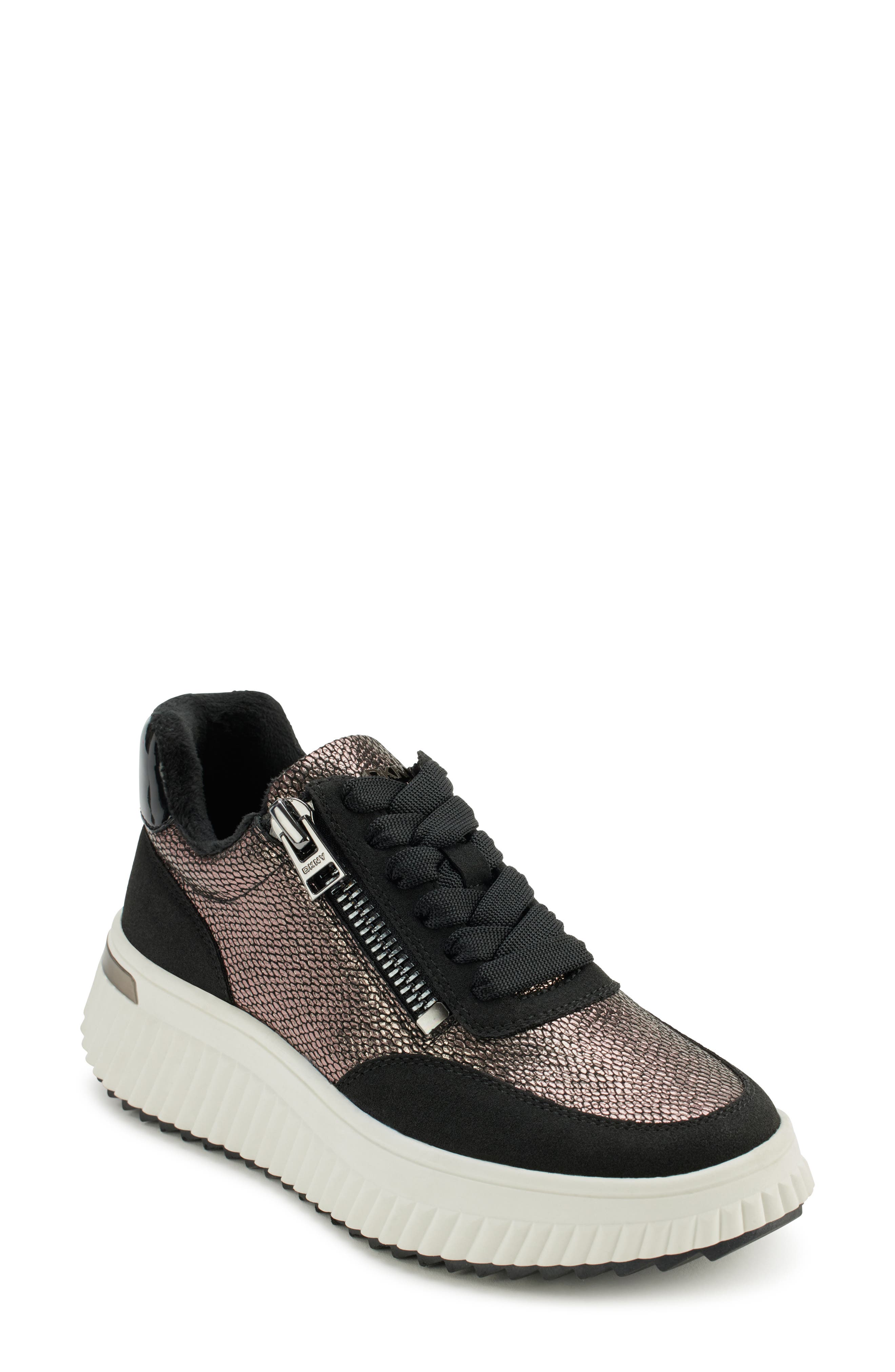 DKNY Laurence Wedge Sneaker, Main, color, Pewter Black