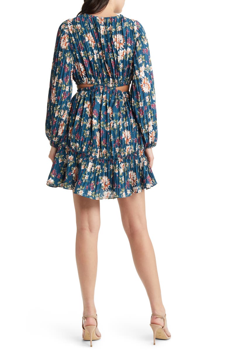 FLORET STUDIOS Floral Side Cutout Long Sleeve Dress, Alternate, color, 