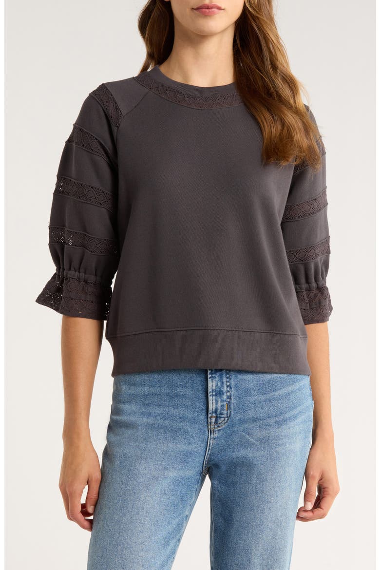 Aggy Lace Trim Knit Top, Main, color, WASHED BLACK