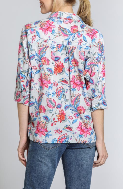 Apny Floral High-low Hem Top In Pink Multi