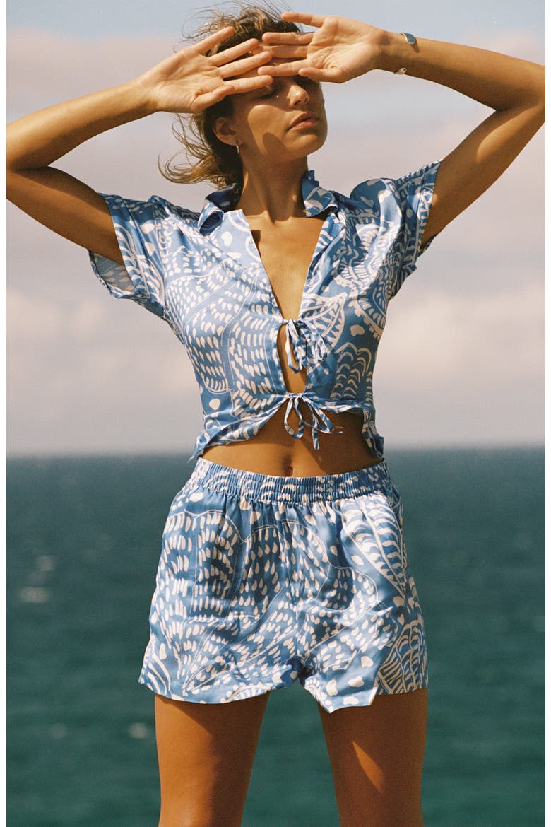 Kami Tie Front Cover-Up Top, Alternate, color, BLUE