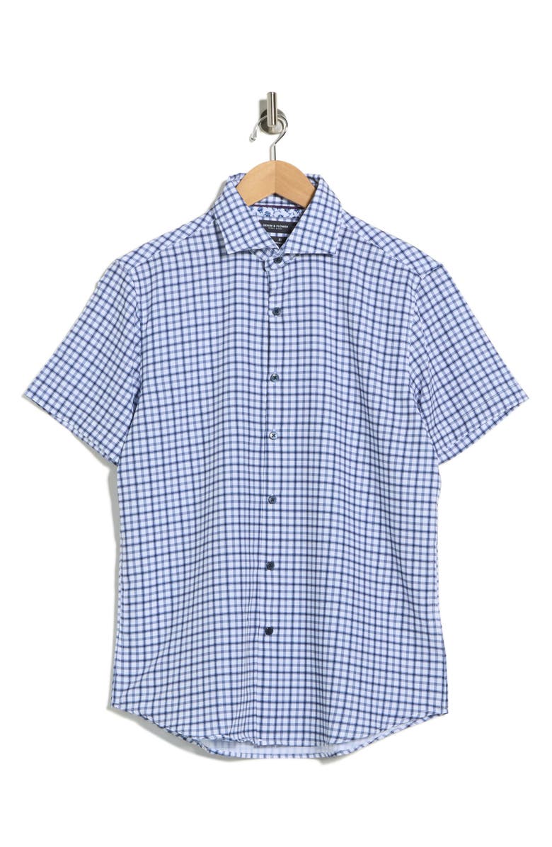 DENIM AND FLOWER Plaid Print Performance Button-Up Shirt, Alternate, color, White