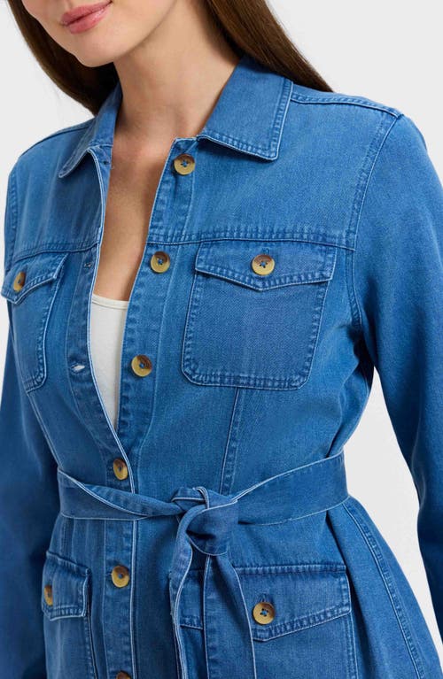 Foxcroft Stella Belted Denim Utility Jacket In Blue