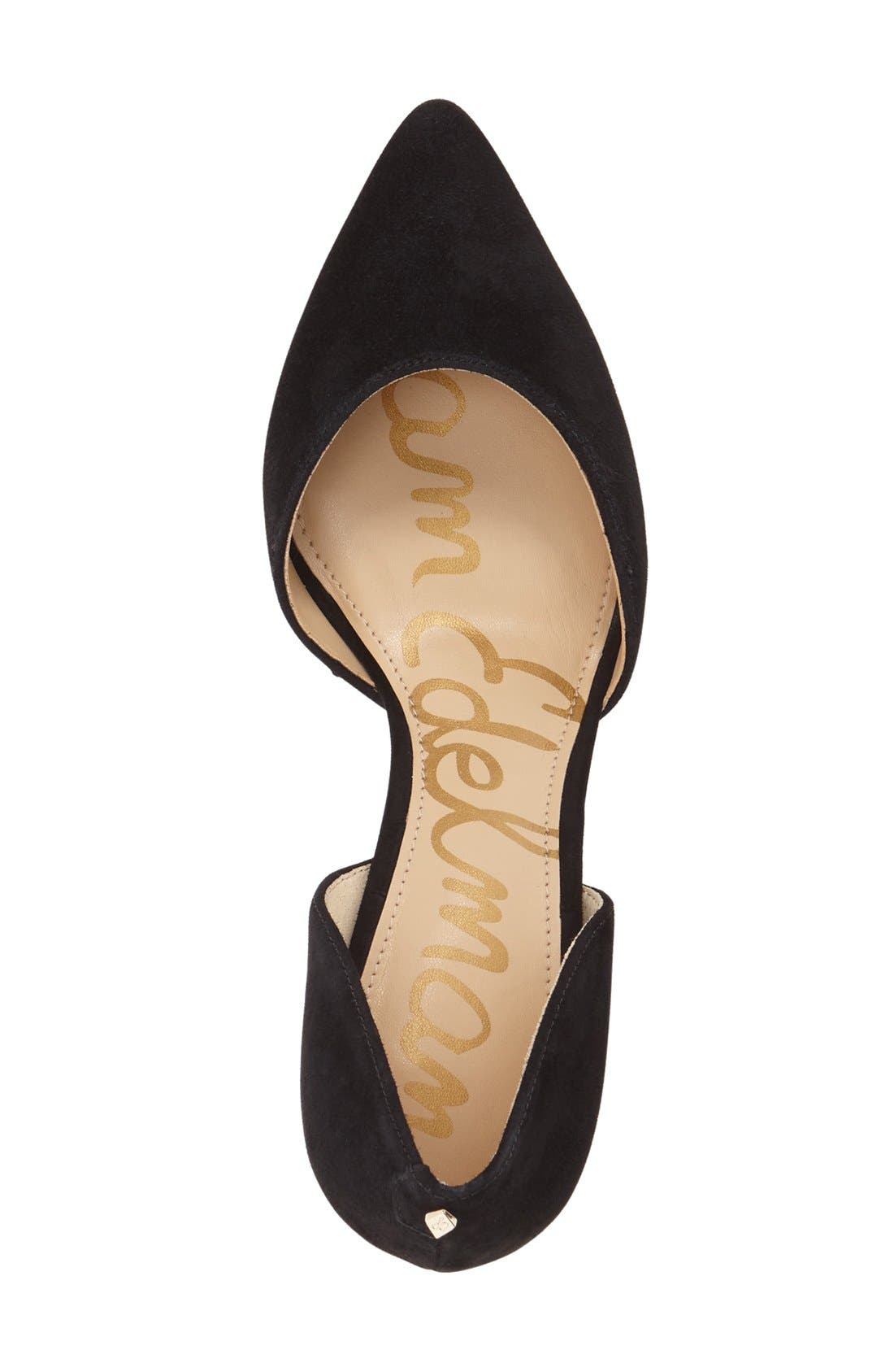 'Telsa' d'Orsay Pointy Toe Pump, Alternate, color, BLACK SUEDE