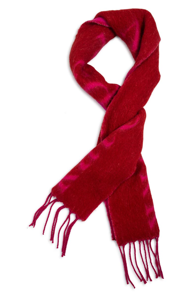 Kate Spade New York logo wool blend fringe scarf, Alternate, color, Pink Multi