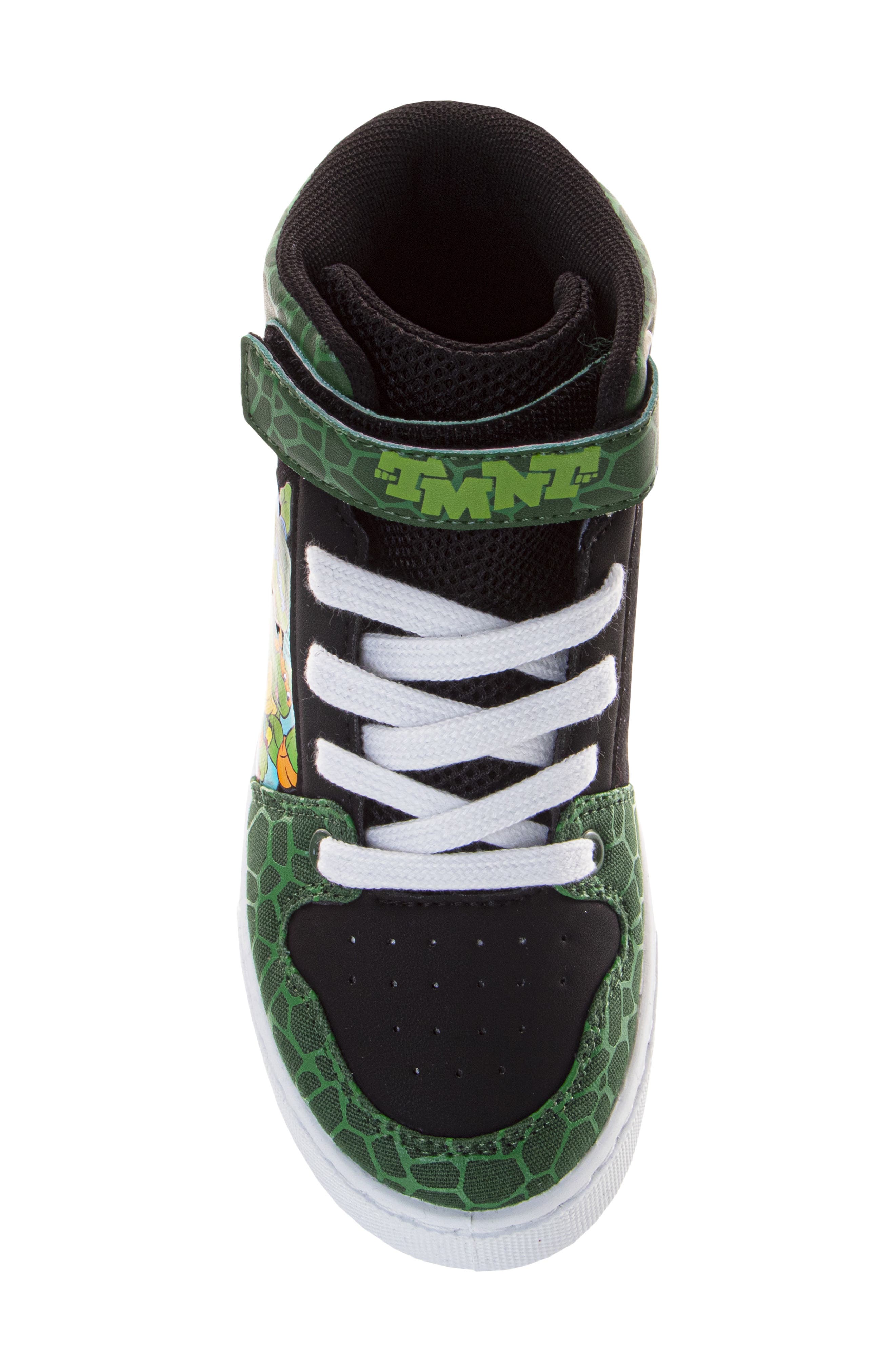 JOSMO Kids' Teenage Mutant Ninja Turtles High Top Canvas Sneaker, Alternate, color, Green/ Black