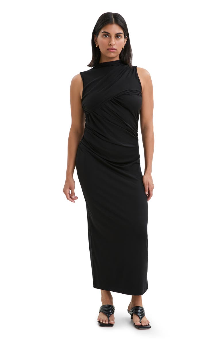 Marcella Huron Ruched Sleeveless Dress, Alternate, color, Black