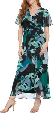 Maggy London Flutter Sleeve Maxi Dress