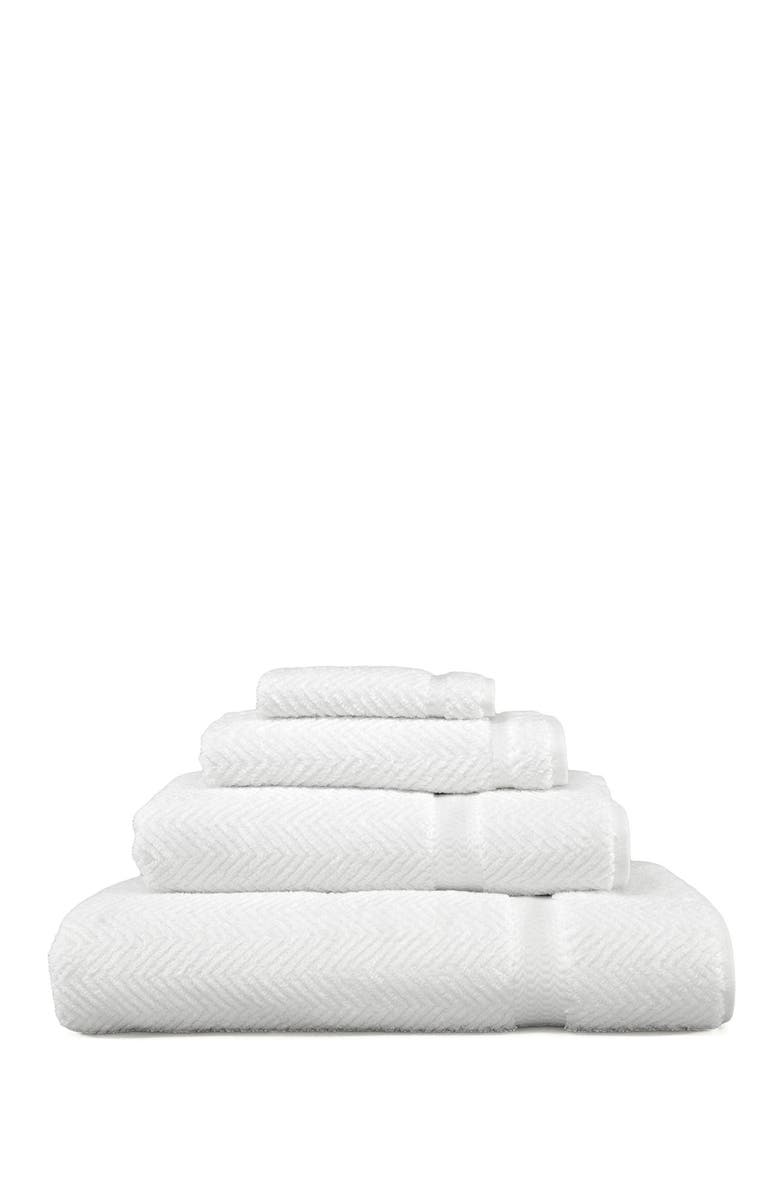 Linum Home Textiles White Herringbone 4-Piece Towel Set, Main, color, 