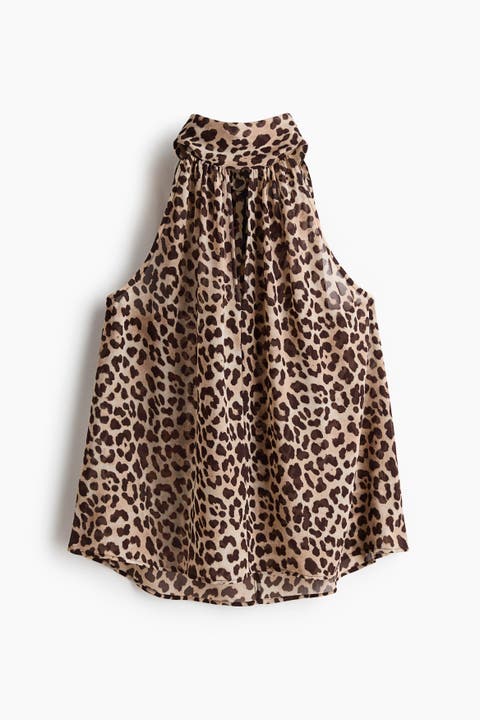 Scarf-collar Chiffon Top