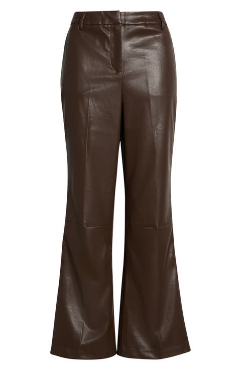 Faux Leather Tailored Ankle Straight Leg Pants