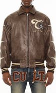 Cult of Individuality Legends Embroidered Faux Leather Varsity Jacket