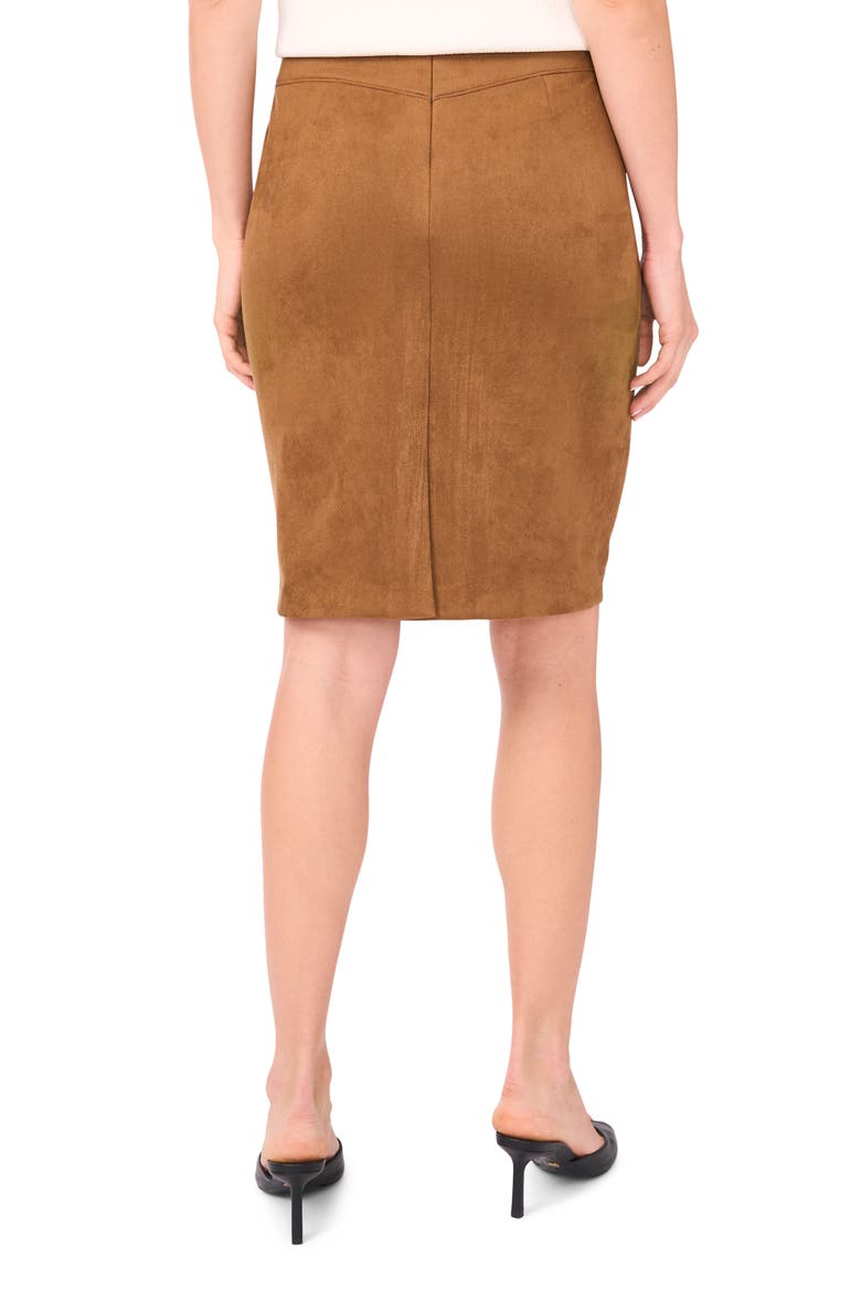 Waistband Seam Detail Faux Suede Midi Skirt, Alternate, color, RICH COGNAC