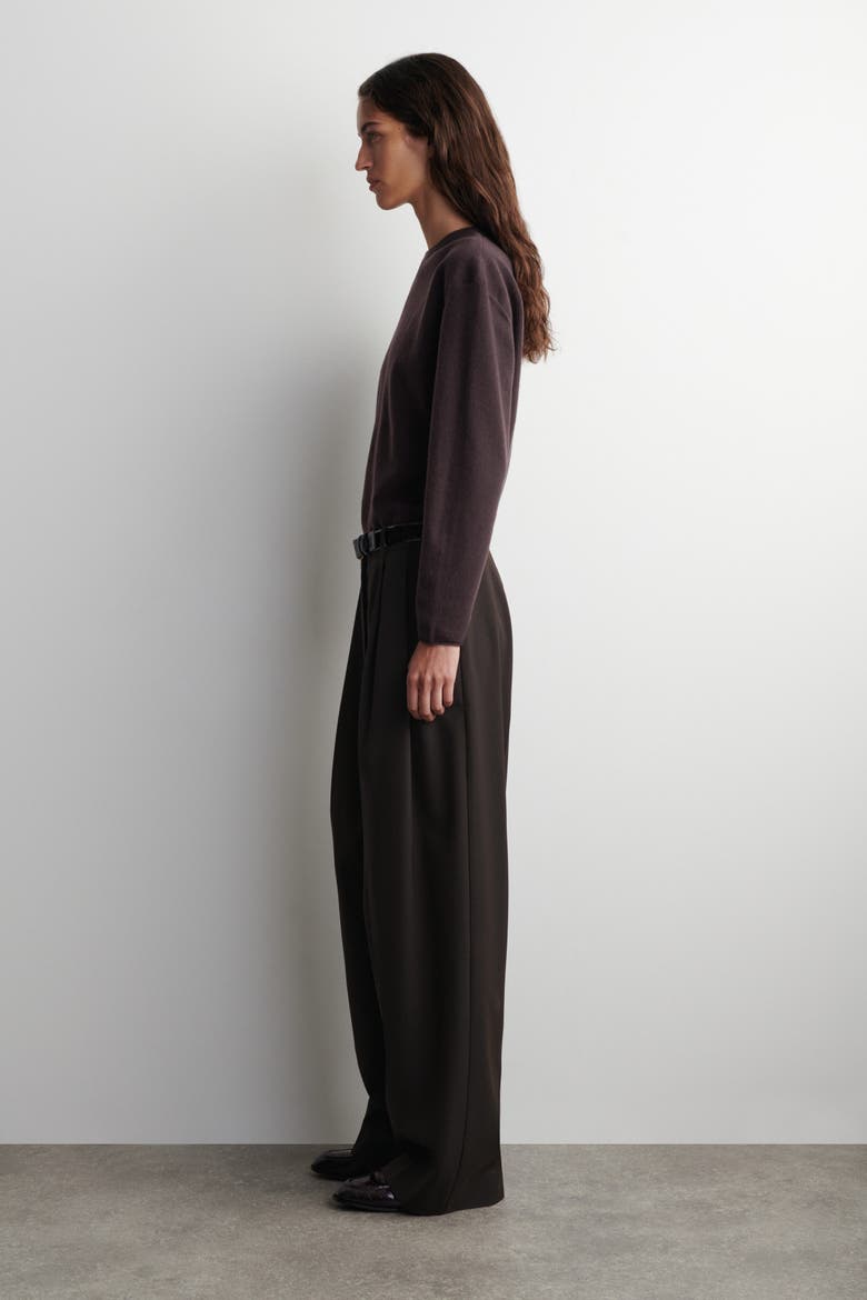 Merino Wool Crew-neck Sweater, Alternate, color, DARK BROWN