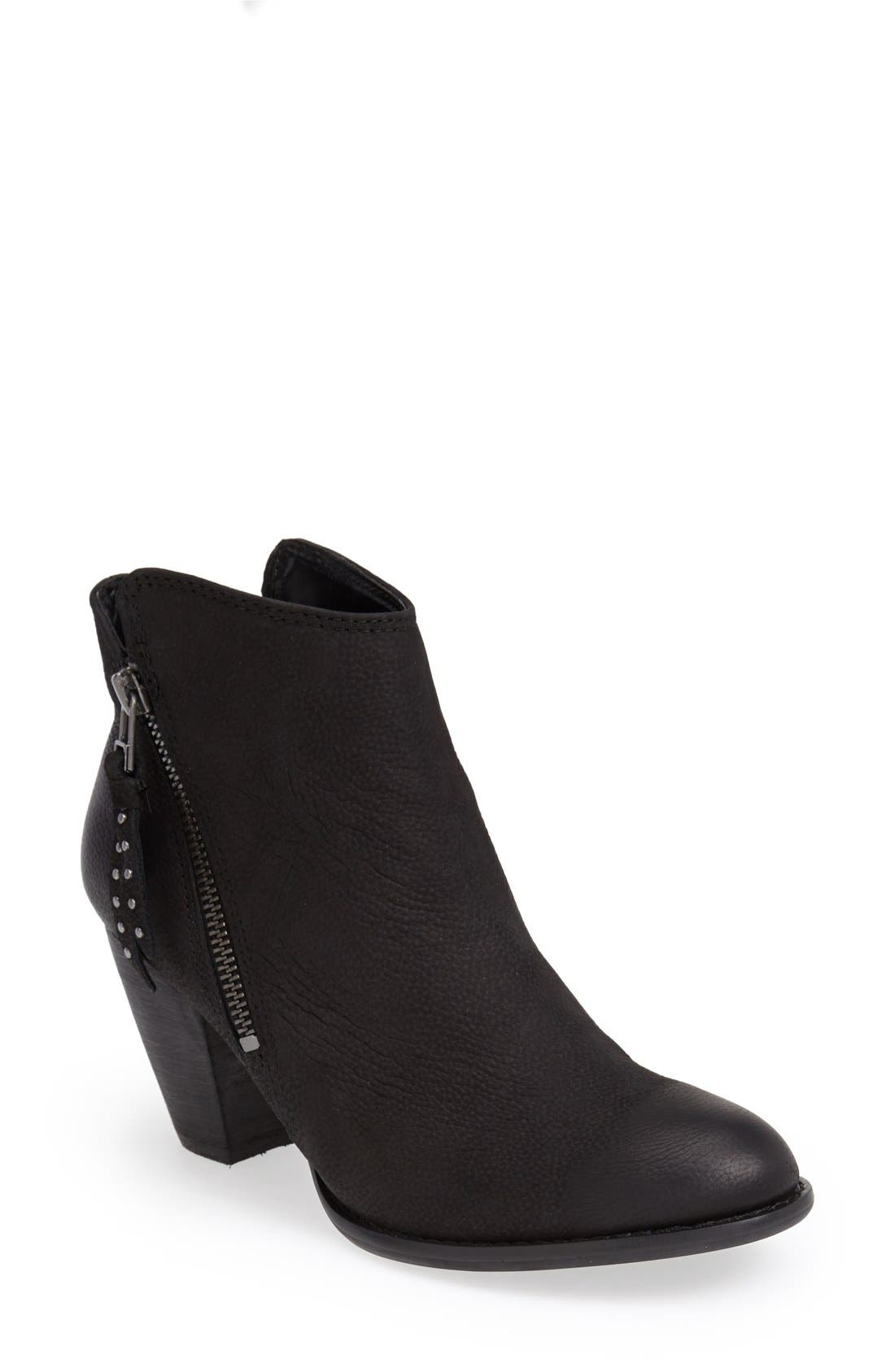 'Whysper' Nubuck Bootie, Main, color, BLACK NUBUCK