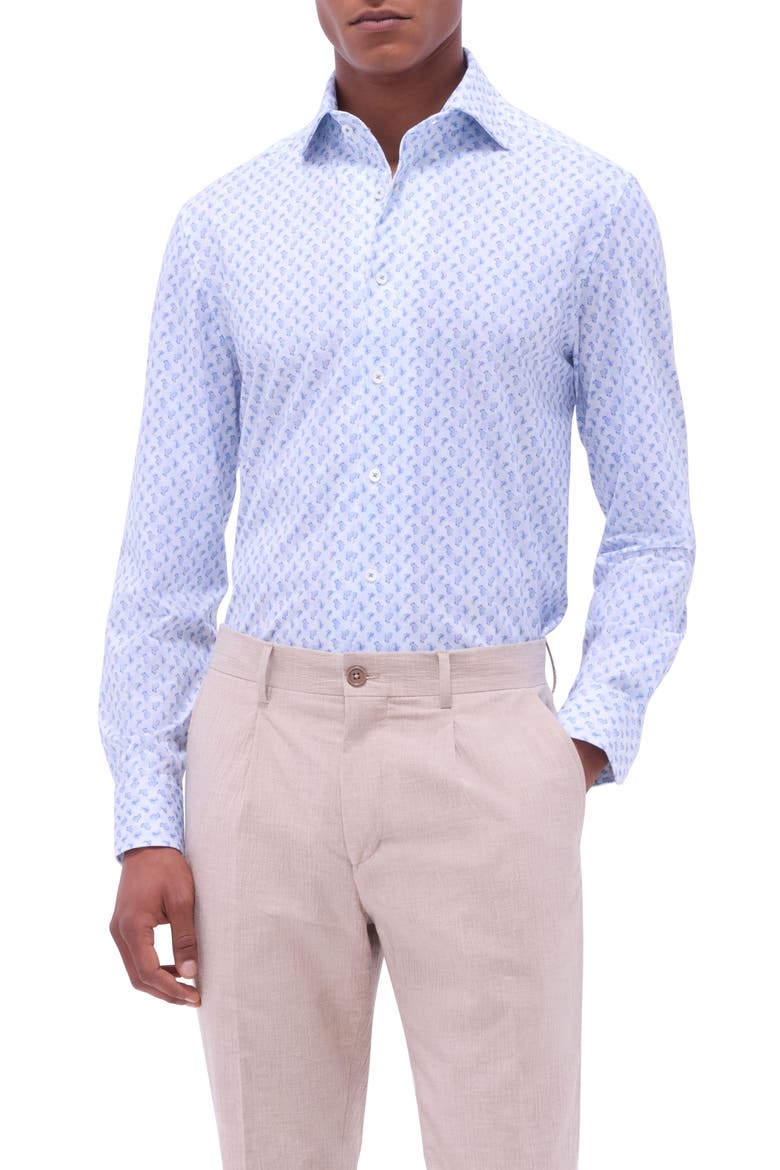 Devon OoohCotton® Paisley Button-Up Shirt, Main, color, ICE