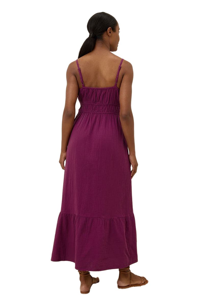 Pact Organic Cotton Coastal Double Gauze Cami Maxi Dress, Alternate, color, Sangria