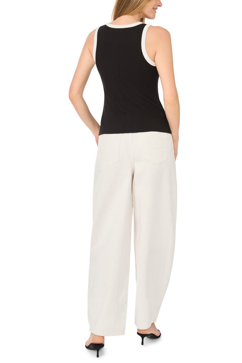 Contrast Trim Ribbed Tank, Alternate, color, RICH BLACK