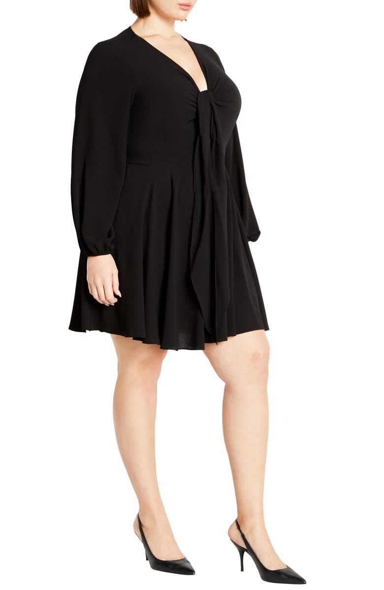City Chic Adelyn Tie Front Long Sleeve Dress, Alternate, color, 