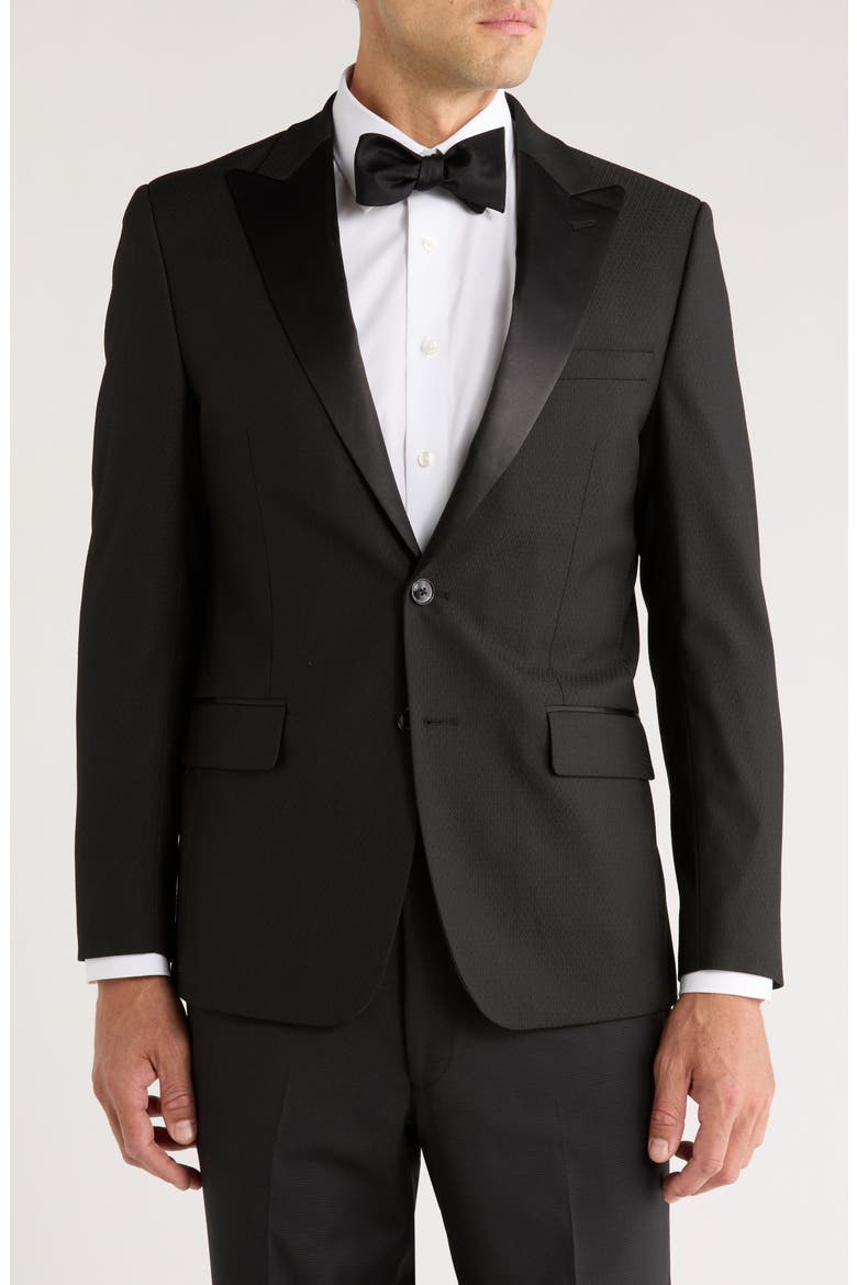 Satin Peak Lapel Dinner Jacket, Main, color, BLACK