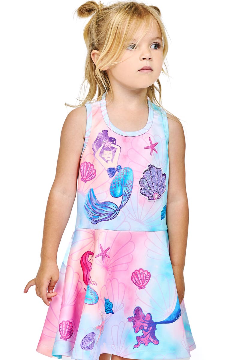 Baby Sara Kids' Mermaid Print Fit & Flare Dress, Alternate, color, 