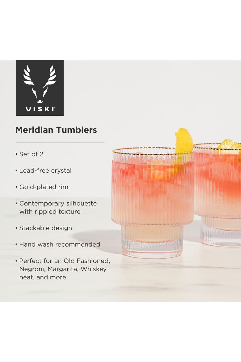 Meridian Crystal Tumblers Set of 2, Alternate, color, GLASS AND GOLD