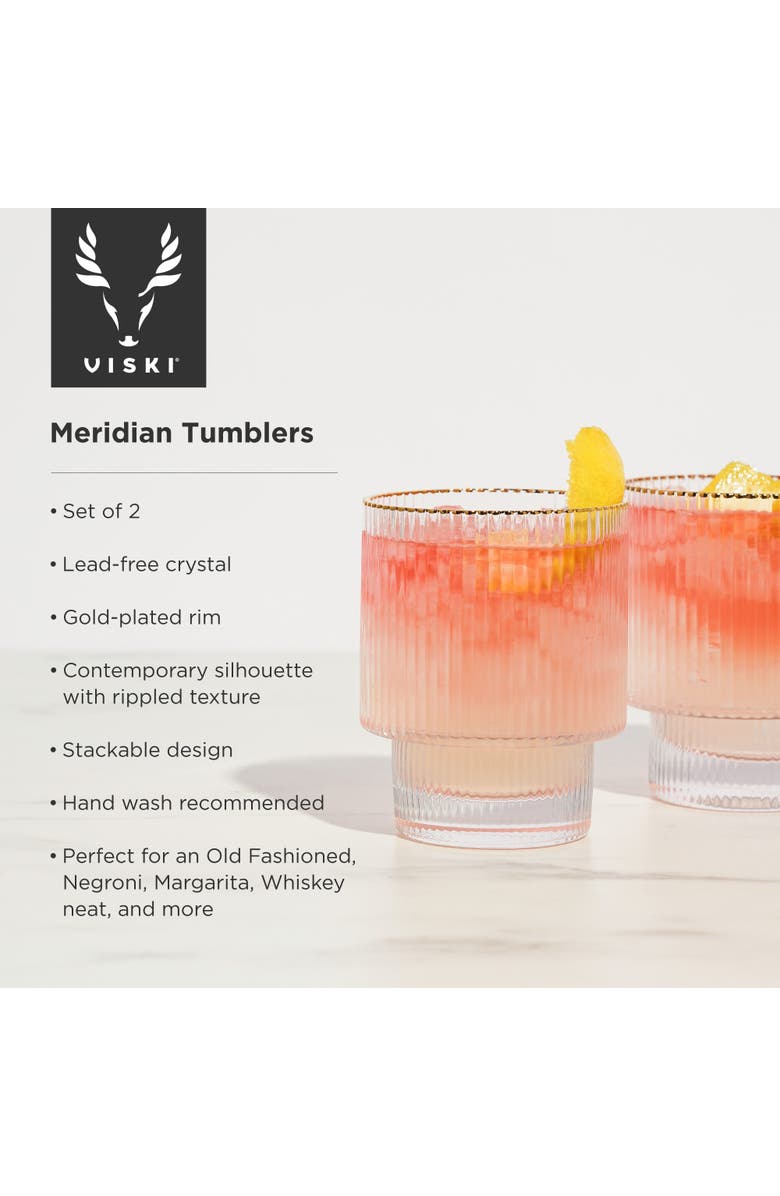 Viski Meridian Crystal Tumblers Set of 2, Alternate, color, Clear