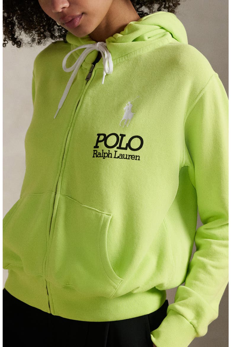 Big Pony Lightweight Fleece Zip Hoodie, Alternate, color, ELECTRIC LIME