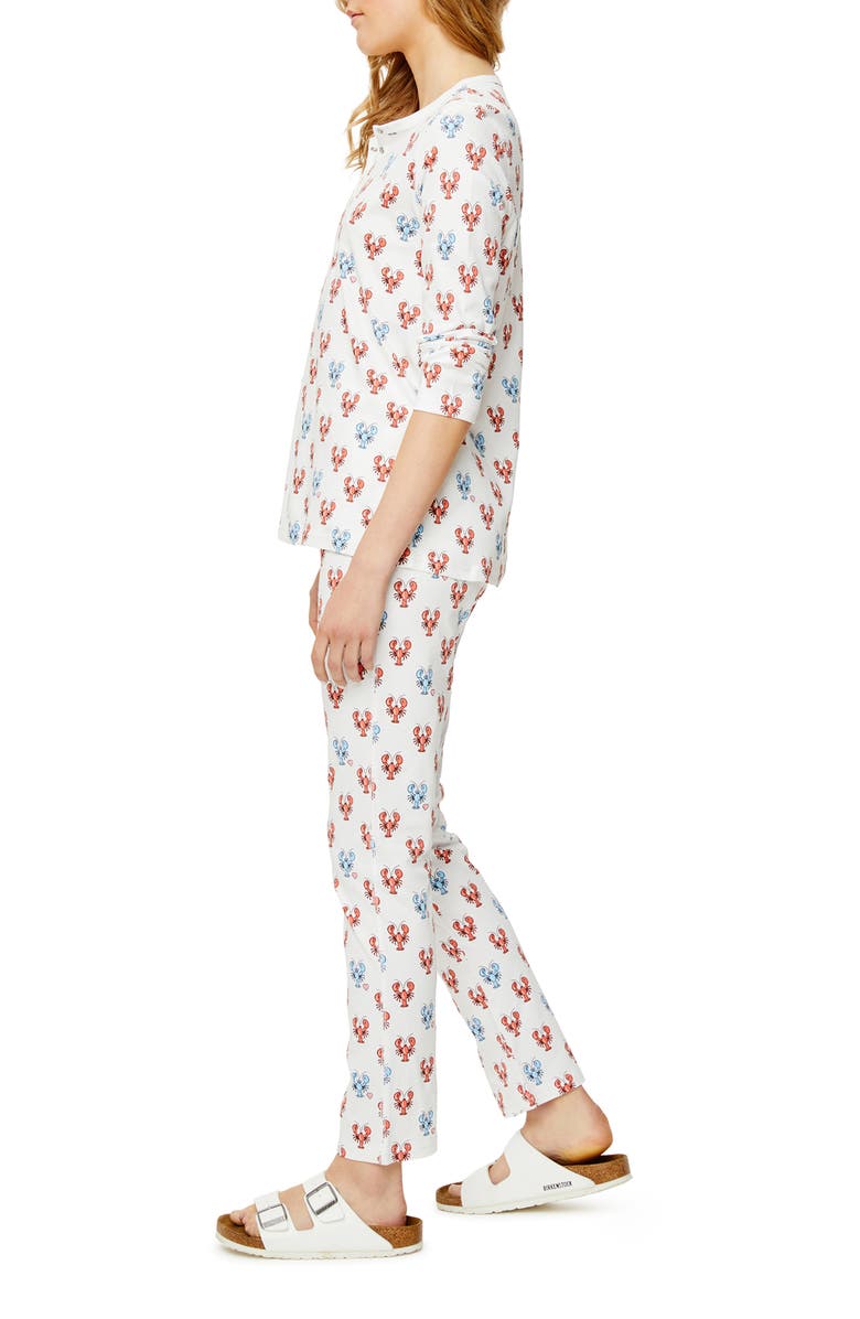 Roller Rabbit Blue Lobster Long Sleeve Cotton Pajamas, Alternate, color,