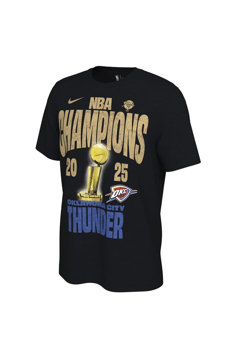Nike Men's Nike Black Oklahoma City Thunder 2025 NBA Finals Champions Locker Room Confetti T-Shirt, Alternate, color,