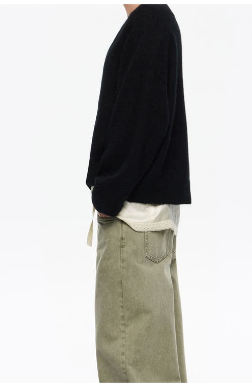 Bimba Y Lola Mohair V-neck Sweater In Black