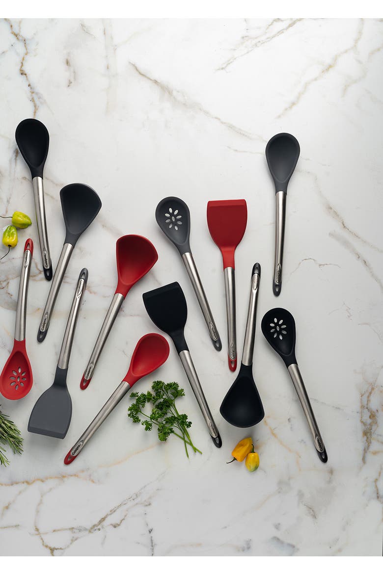 Silicone & Stainless Steel Spoon, Alternate, color, Red