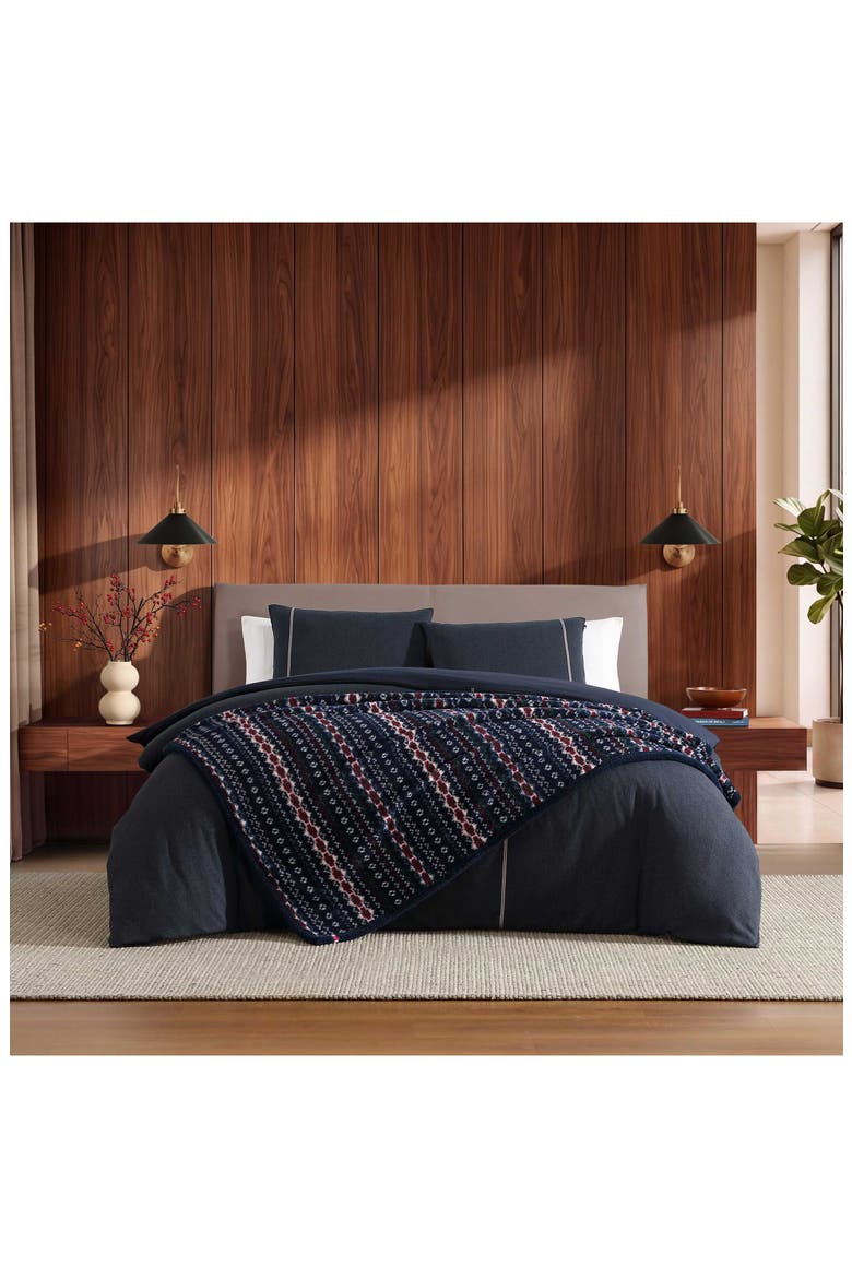 Lincoln Fairisle Microfiber Throw Blanket, Alternate, color, NAVY BLUE/ RED-NAVY BLUE