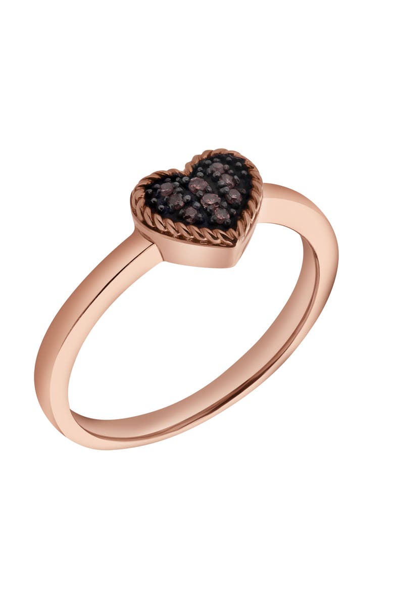 LuvMyJewelry Dalia Sterling Silver 0.05 Ct Diamond Heart Ring, Alternate, color, Pink Rhodium Sterling Silver