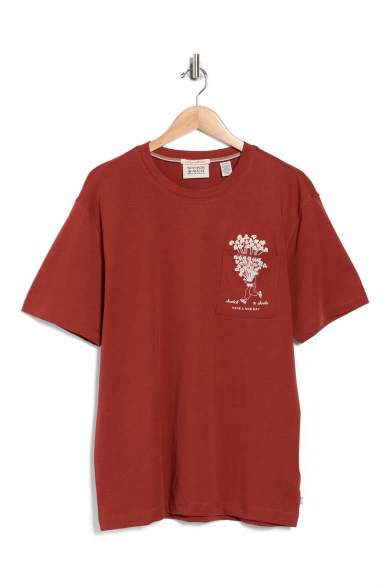 Flower Pocket Graphic T-Shirt, Alternate, color, BURNT HENNA