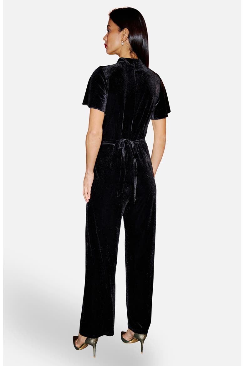 Velvet Buckle Detail Jumpsuit, Alternate, color, Black
