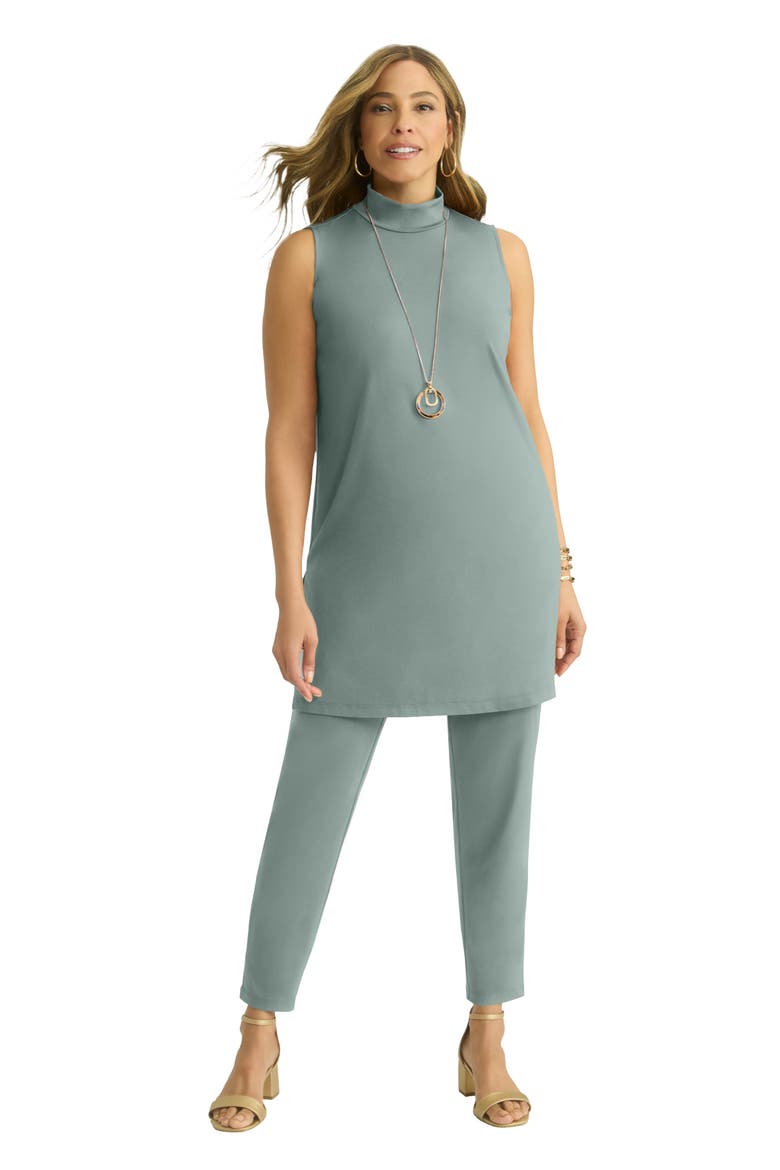 2 Piece Stretch Knit Mockneck Mega Tunic Set, Main, color, GREY SPRUCE