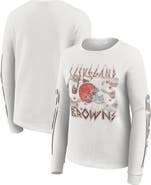 WEAR by Erin Andrews Women's WEAR by Erin Andrews White Cleveland Browns Graphic Waffle Long-Sleeve T-Shirt