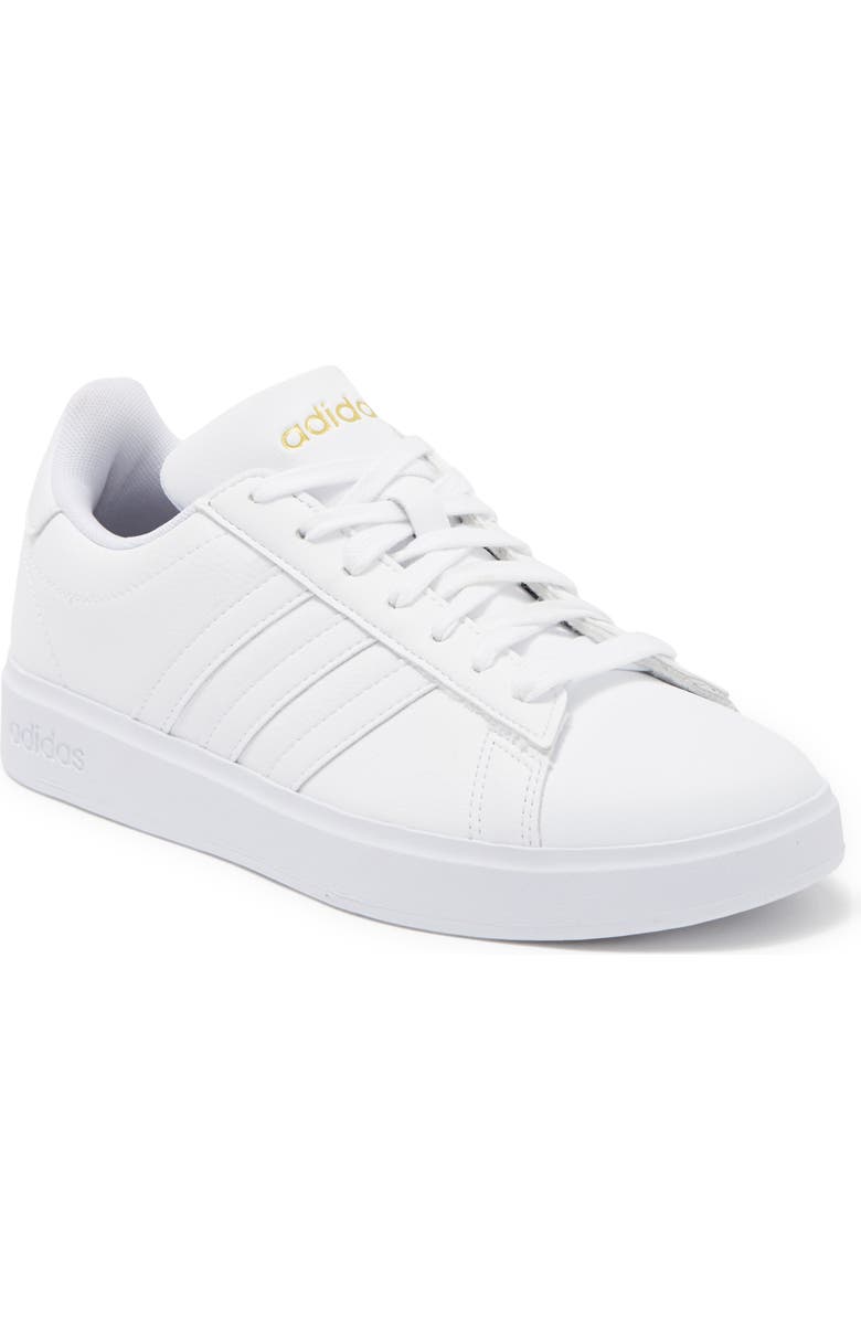 adidas Grand Court 2.0 Sneaker, Main, color, White/ White/ Gold Met.