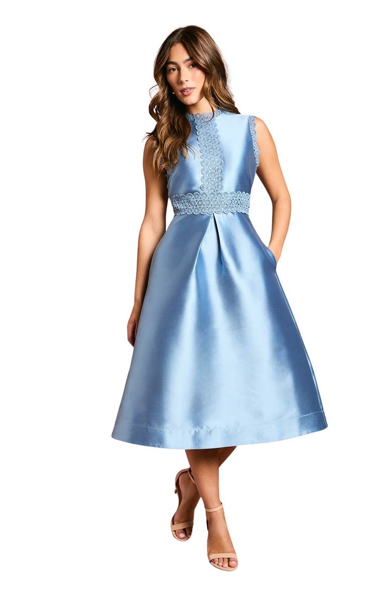 Coast Twill Lace Dress, Main, color, Dusty Blue