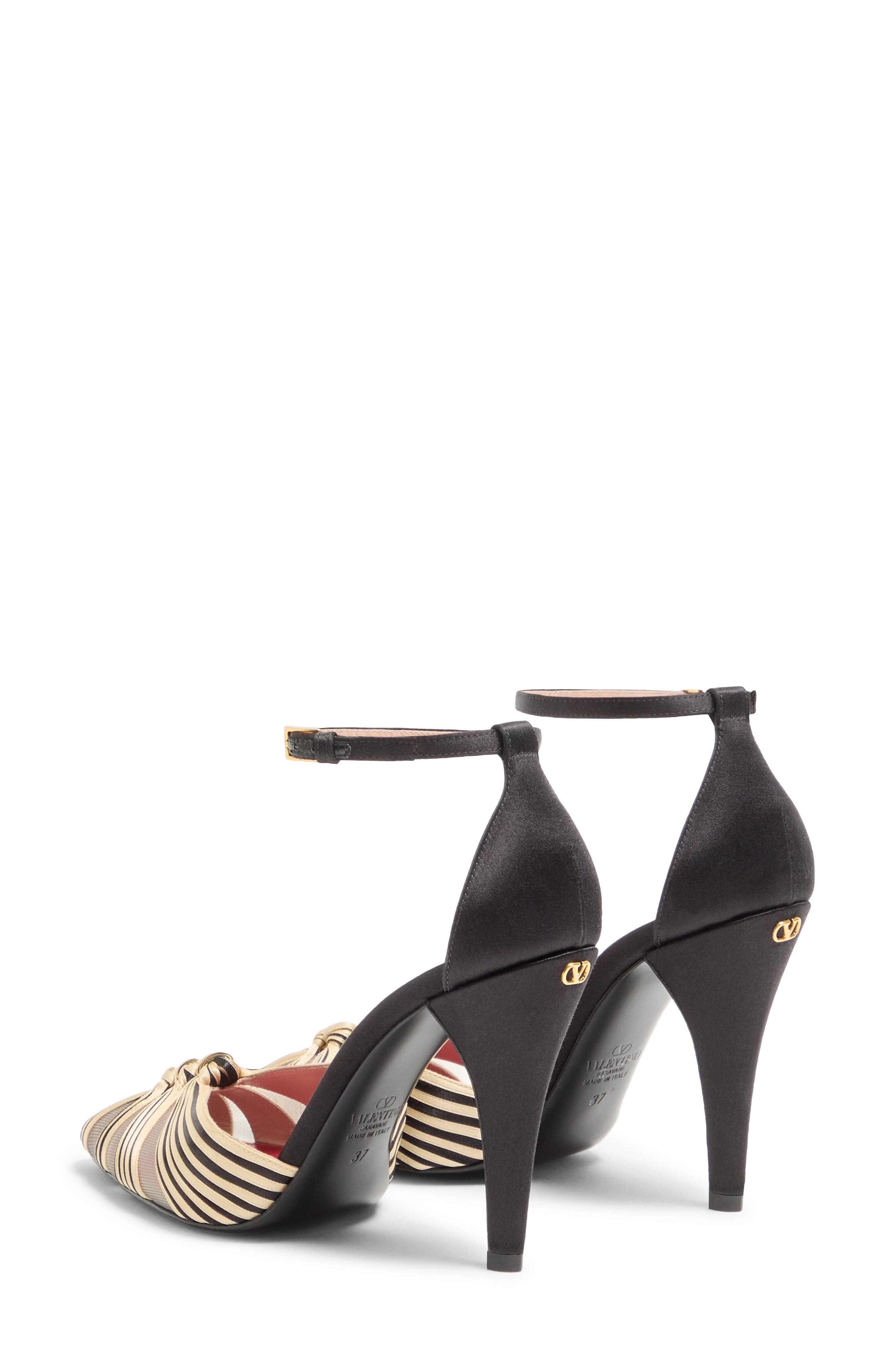 Valentino Annine Satin Ankle Strap Pump, Alternate, color, Black/ Beige