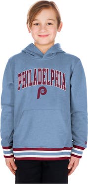 New Era Youth New Era Light Blue Philadelphia Phillies Knit Trim Pullover Hoodie